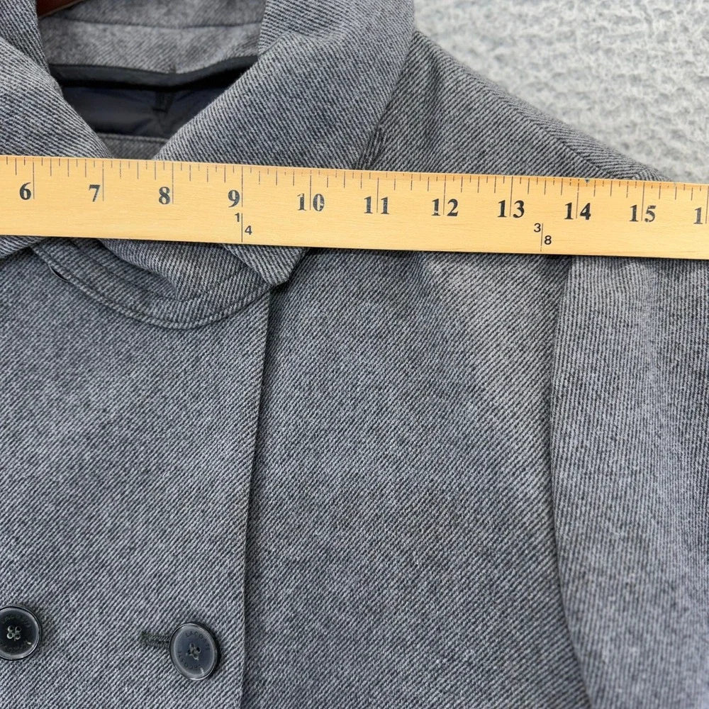 Lacoste Women Gray Double Breasted Pea Coat Jacket Size 40 Wool Blend Bib Collar